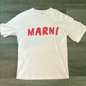 Marni Classic Logo  T-Shirt with Red Lettering